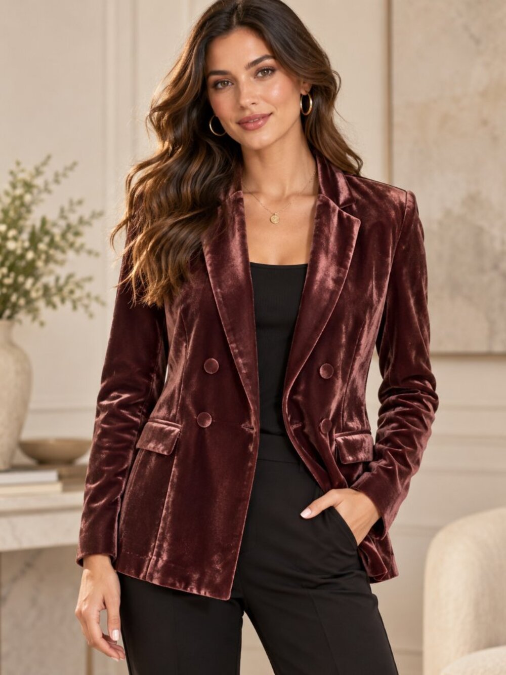 Maurices Velvet Double-Breasted Blazer